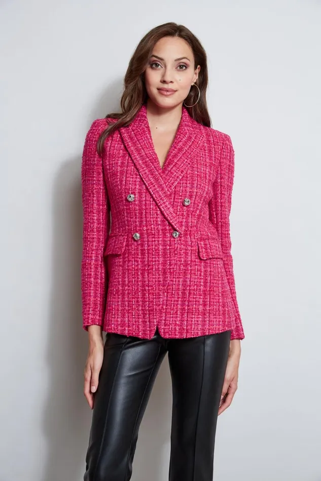 Elie Tahari Jackets and Blazers Tweed Double Breasted Blazer Electric Pink 8211 Women Elie Tahari Jackets and Blazers Tweed Double Breasted Blazer Electric Pink 8211 Women
