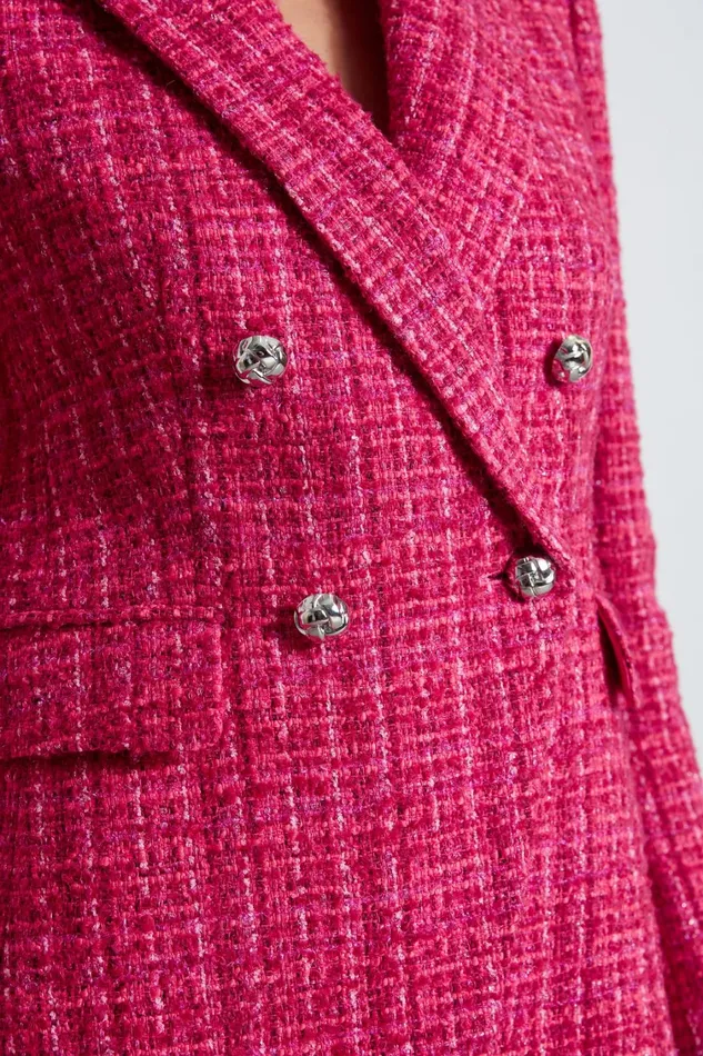 Elie Tahari Jackets and Blazers Tweed Double Breasted Blazer Electric Pink 8211 Women