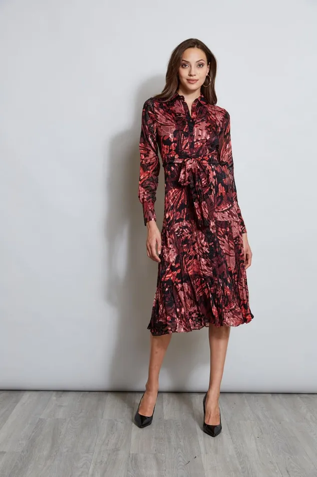 Elie Tahari Long Sleeve Dresses Burnout Tie Shirt Dress Monarch Burnout 8211 Women