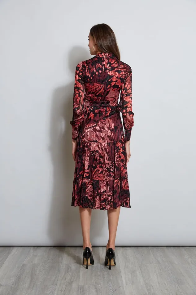 Elie Tahari Long Sleeve Dresses Burnout Tie Shirt Dress Monarch Burnout 8211 Women
