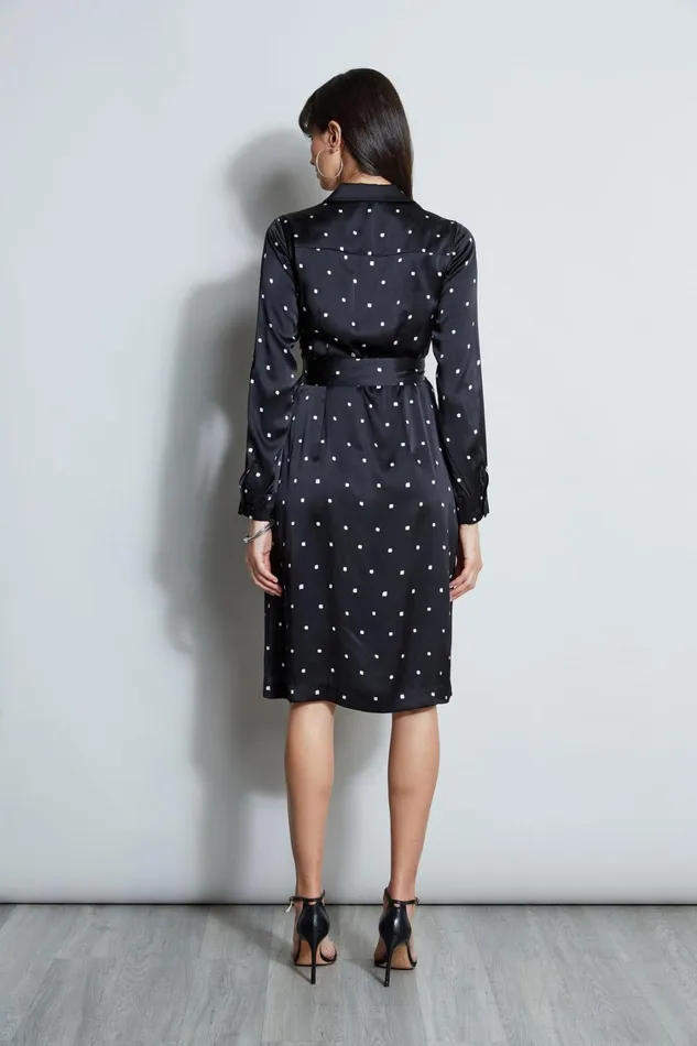Elie Tahari Midi Dresses Silk Cube Dot Shirt Dress Blackfoam 8211 Women
