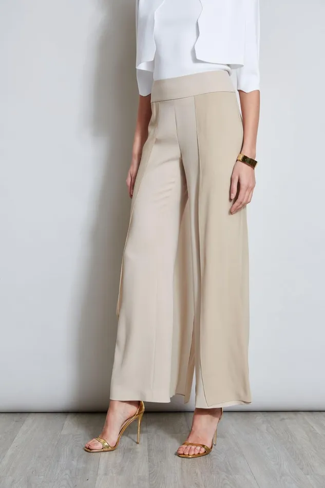Elie Tahari Pants Chiffon Panel Pant Island Sand 8211 Women