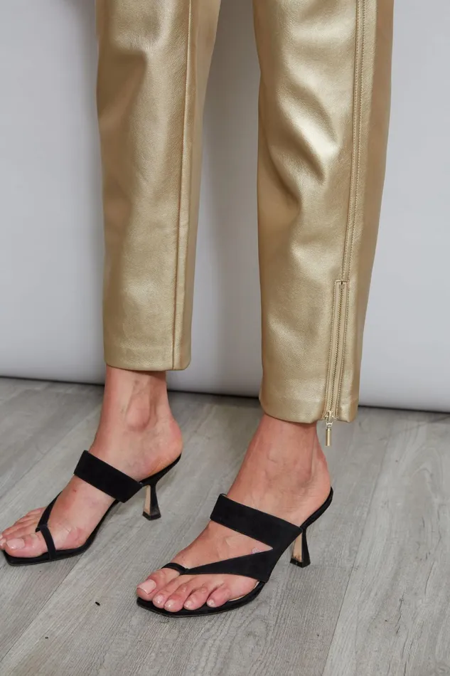 Elie Tahari Pants Metallic Vegan Leather Pant Brushed Gold 8211 Women