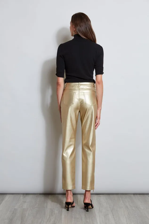 Elie Tahari Pants Metallic Vegan Leather Pant Brushed Gold 8211 Women