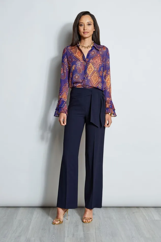 Elie Tahari Pants Wide Leg Sash Pant Stargazer 8211 Women