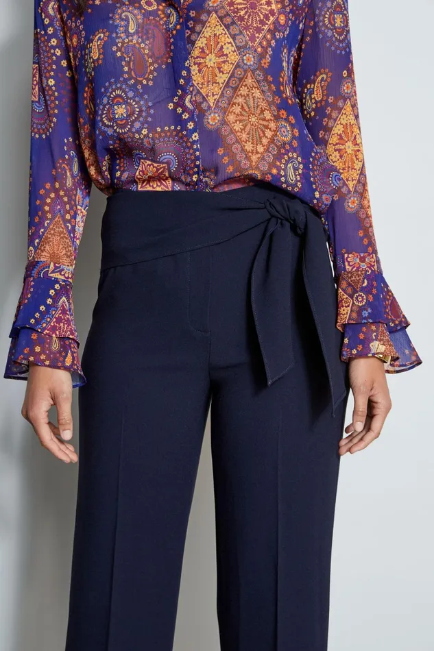 Elie Tahari Pants Wide Leg Sash Pant Stargazer 8211 Women