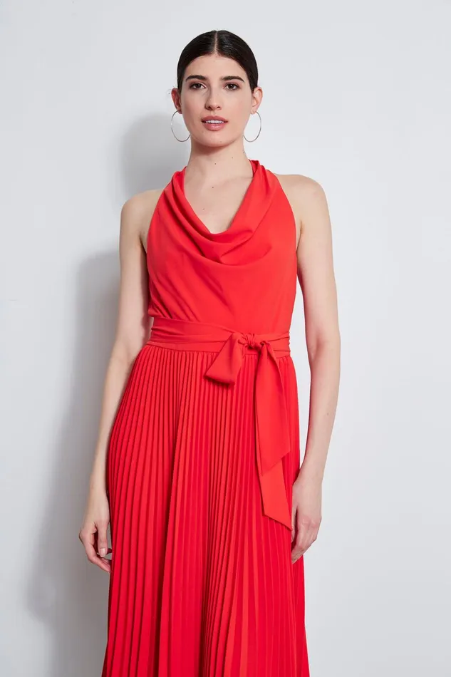 Elie Tahari Short Dresses Pleated Cowl Midi Dress Agave 8211 Women