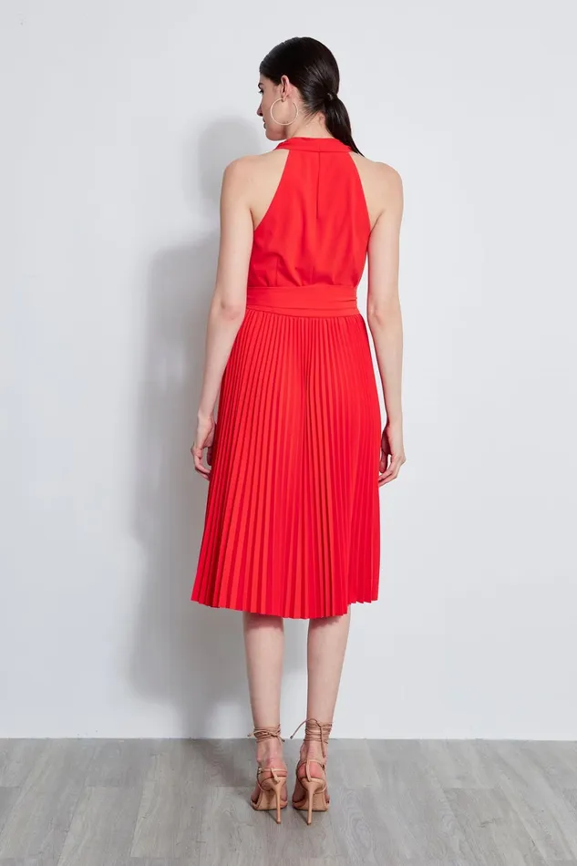Elie Tahari Short Dresses Pleated Cowl Midi Dress Agave 8211 Women