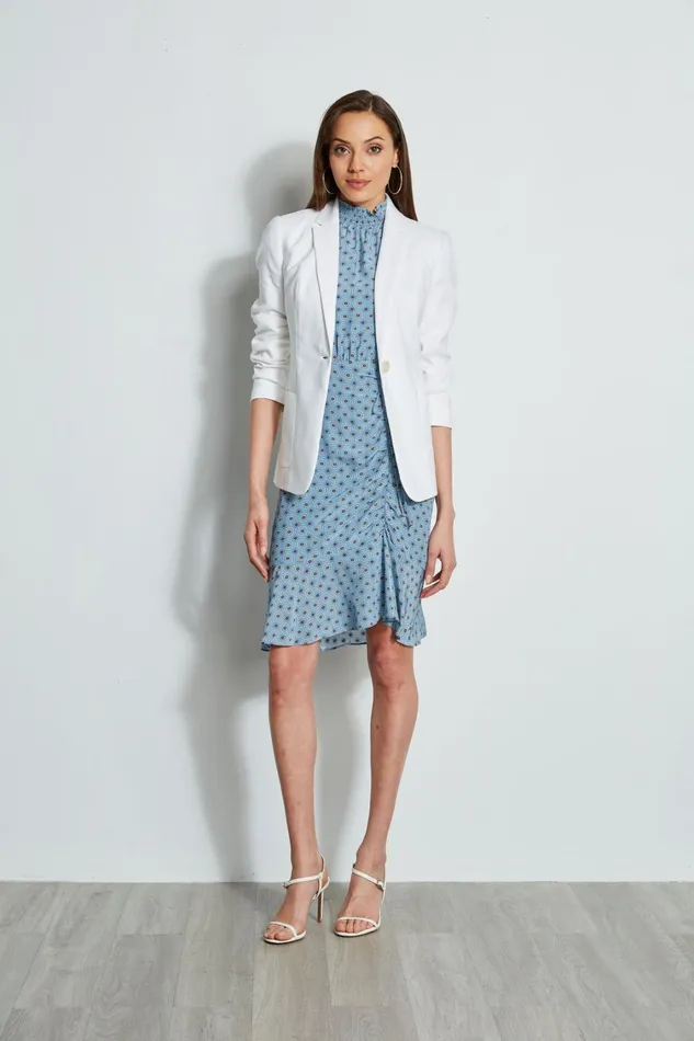 Elie Tahari Short Sleeve Dresses Silk Sun Printed Dress Sun Blue Print 8211 Women