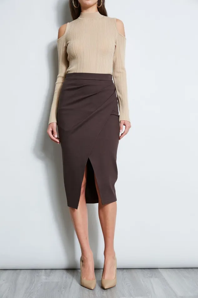 Elie Tahari Skirts Midi Knit Wrap Skirt Espresso 8211 Women