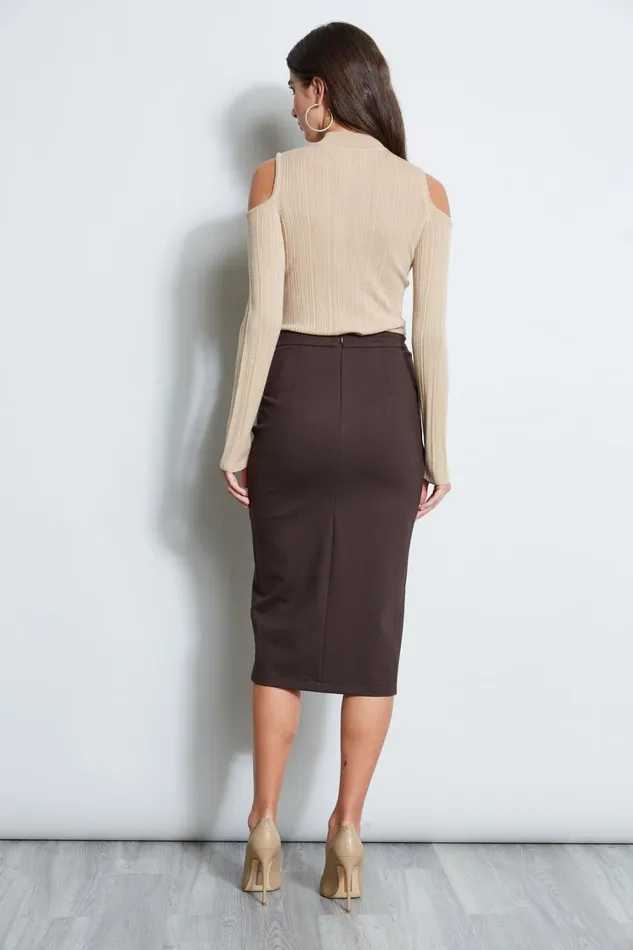 Elie Tahari Skirts Midi Knit Wrap Skirt Espresso 8211 Women