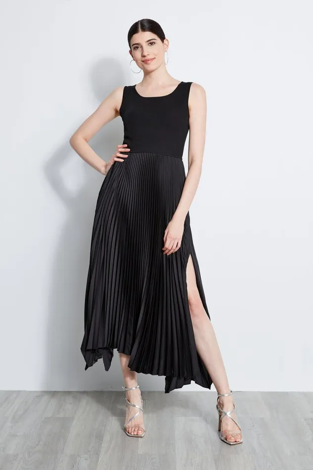 Elie Tahari Sleeveless Dresses Pleated Midi Dress Noir 8211 Women