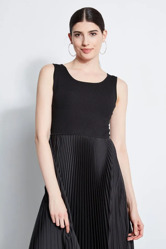 Elie Tahari Sleeveless Dresses Pleated Midi Dress Noir 8211 Women