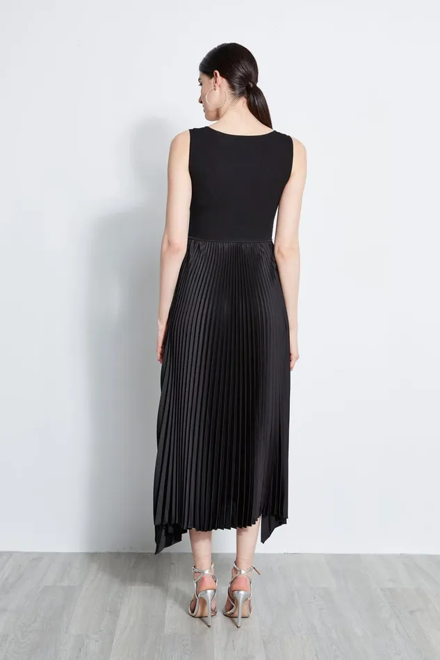 Elie Tahari Sleeveless Dresses Pleated Midi Dress Noir 8211 Women