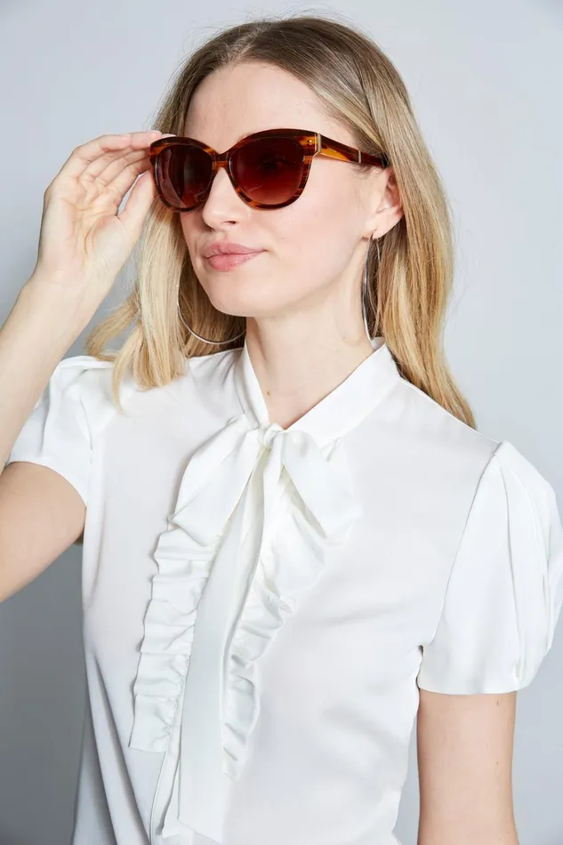 Elie Tahari Sunglasses Cat Eye Acetate Sunglasses Blonde Horn Cream 8211 Women