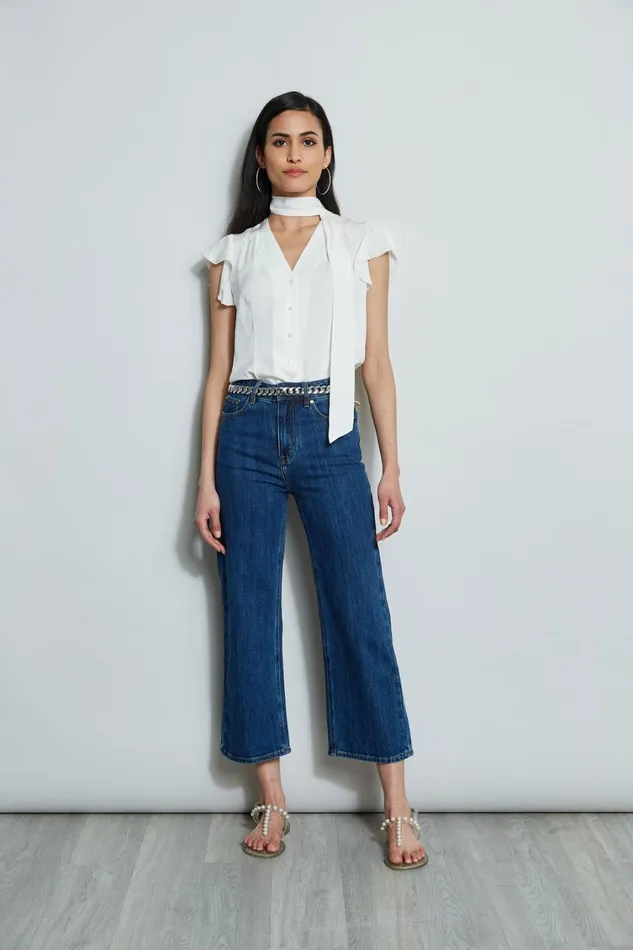 Elie Tahari Tops Flutter Sleeve Tie Shirt Fresh Pearl 8211 Women