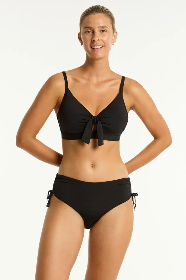 Essentials Edit Mid Drawstring Pant Eco Essentials Black Women Sea Level Bottoms