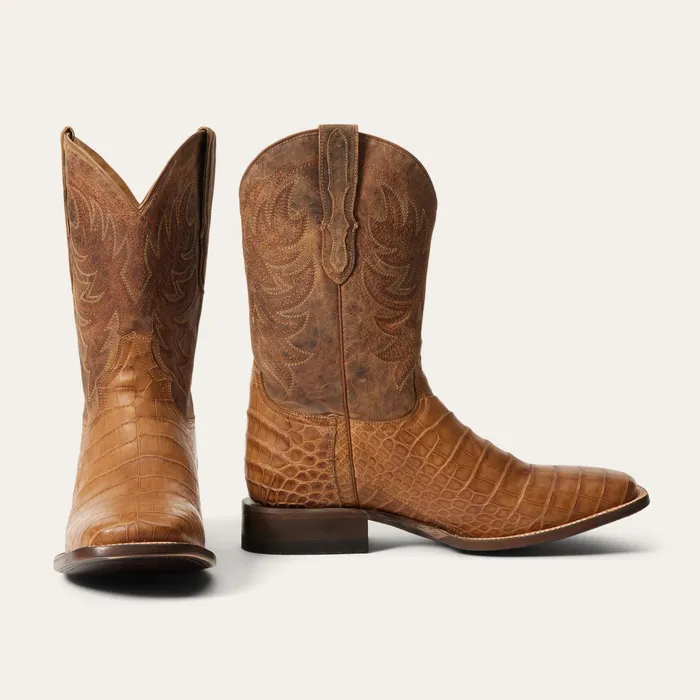 Exotics Men Stetson Aces Alligator Boots Brown
