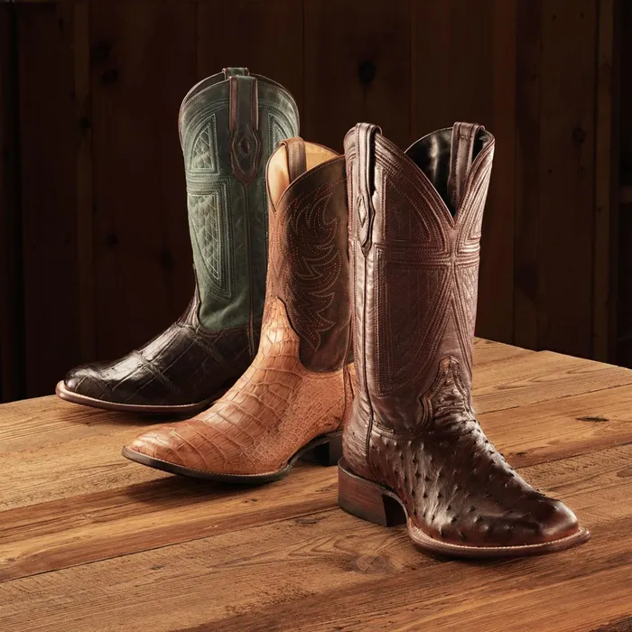 Exotics Men Stetson Aces Alligator Boots Brown