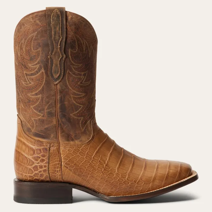 Exotics Men Stetson Aces Alligator Boots Brown