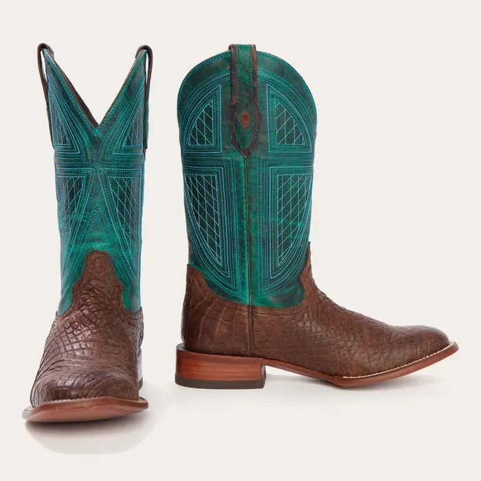 Exotics Men Stetson Big Horn Tobacco Alligator Cowboy Boot Brown