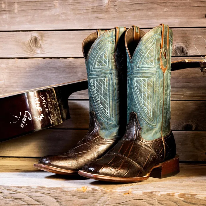 Exotics Men Stetson Big Horn Tobacco Alligator Cowboy Boot Brown