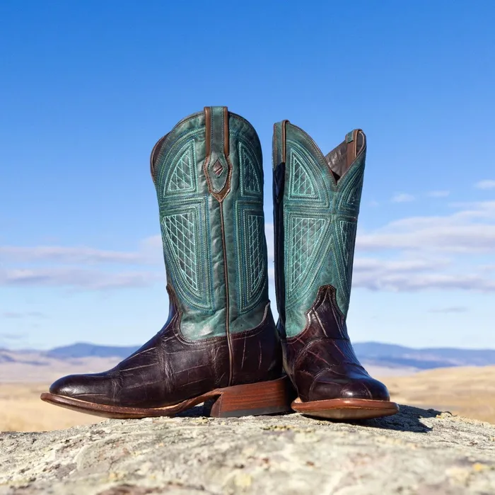 Exotics Men Stetson Big Horn Tobacco Alligator Cowboy Boot Brown