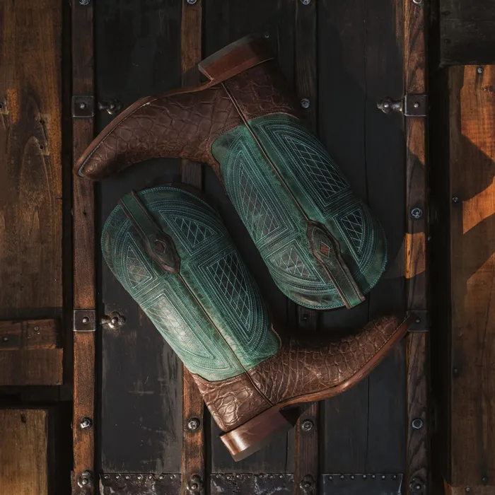 Exotics Men Stetson Big Horn Tobacco Alligator Cowboy Boot Brown