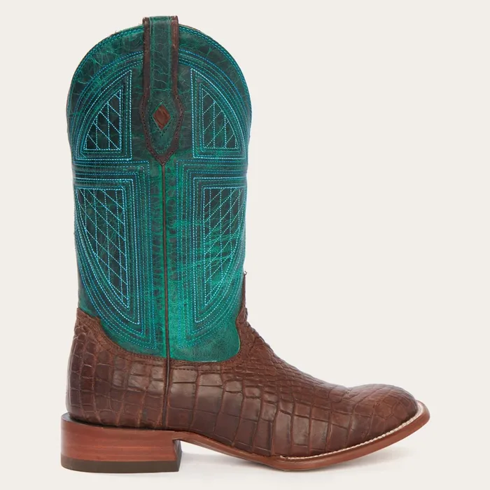 Exotics Men Stetson Big Horn Tobacco Alligator Cowboy Boot Brown