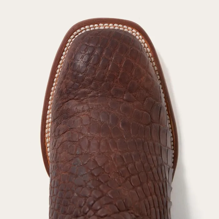 Exotics Men Stetson Big Horn Tobacco Alligator Cowboy Boot Brown