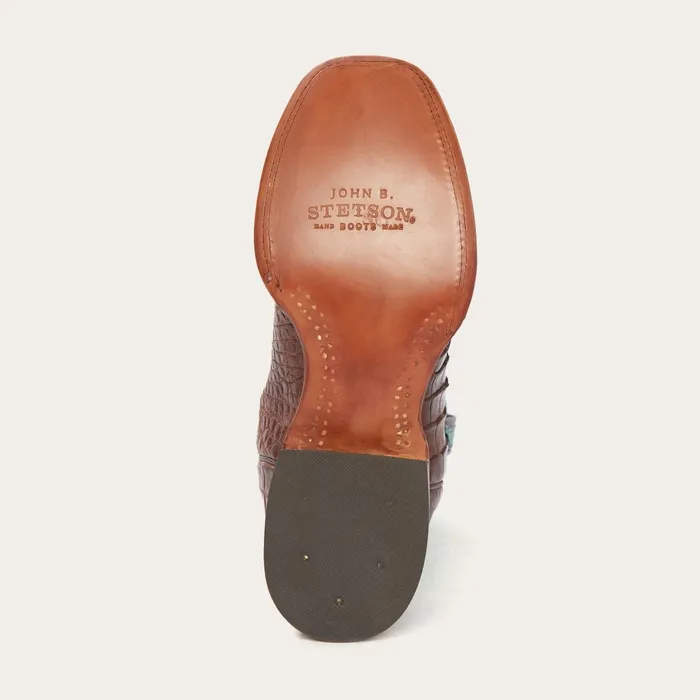 Exotics Men Stetson Big Horn Tobacco Alligator Cowboy Boot Brown