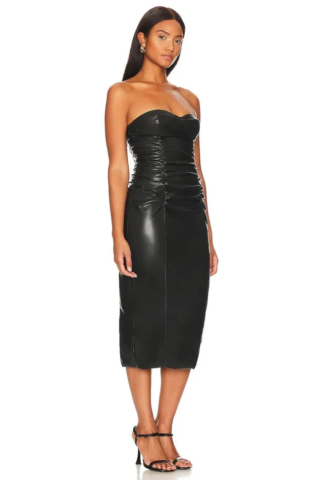 Faux Leather Spencer Midi Dress Black Women Lovers and Friends Dresses