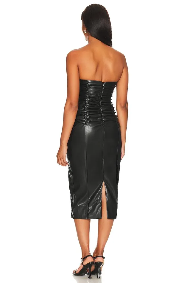 Faux Leather Spencer Midi Dress Black Women Lovers and Friends Dresses