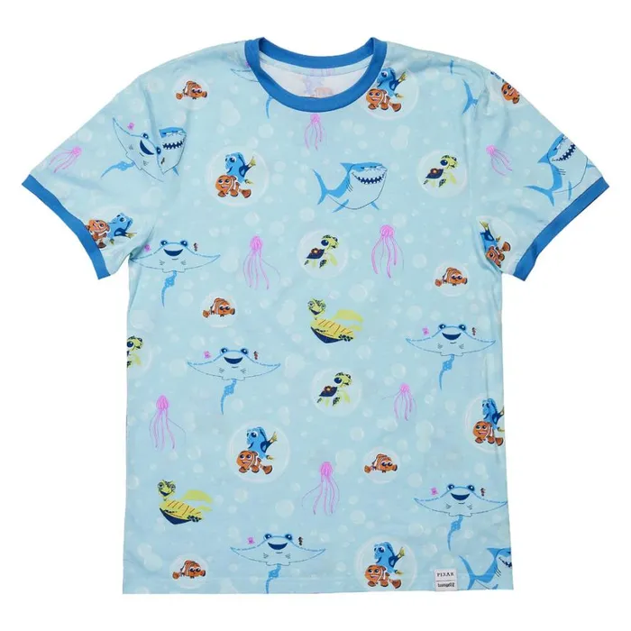 Finding Nemo 20th Anniversary Bubbles AllOver Print Ringer Tee Unisex Loungefly Apparel