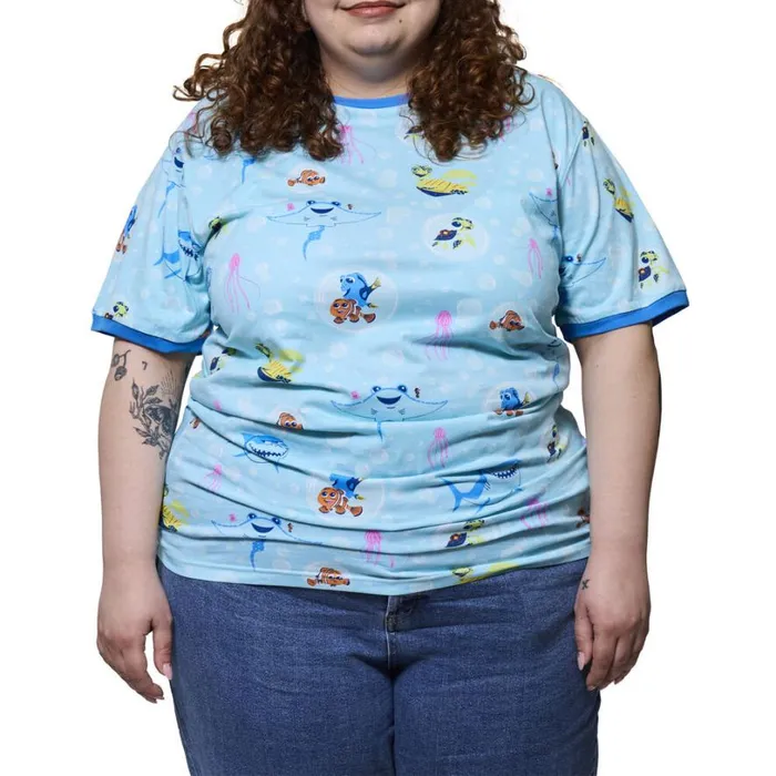 Finding Nemo 20th Anniversary Bubbles AllOver Print Ringer Tee Unisex Loungefly Apparel