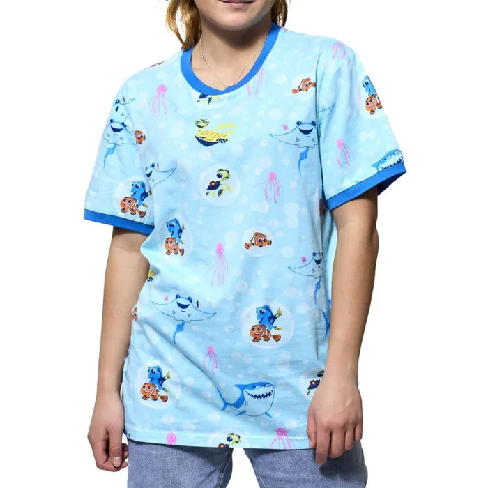 Finding Nemo 20th Anniversary Bubbles AllOver Print Ringer Tee Unisex Loungefly Apparel