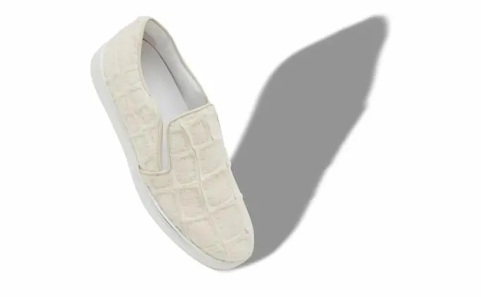 Flats Women Manolo Blahnik NADORAIvory Wool Textured Slip On Sneakers