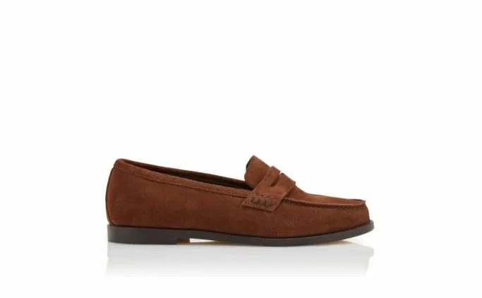 Flats Women Manolo Blahnik PERRITADark Brown Suede Penny Loafers Flats Women Manolo Blahnik PERRITADark Brown Suede Penny Loafers