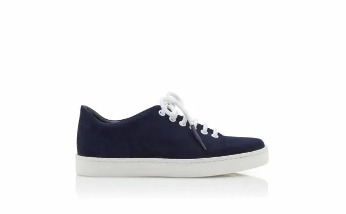 Flats Women Manolo Blahnik SEMANADANavy Blue Suede LaceUp Sneakers Flats Women Manolo Blahnik SEMANADANavy Blue Suede LaceUp Sneakers