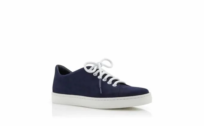 Flats Women Manolo Blahnik SEMANADANavy Blue Suede LaceUp Sneakers Flats Women Manolo Blahnik SEMANADANavy Blue Suede LaceUp Sneakers