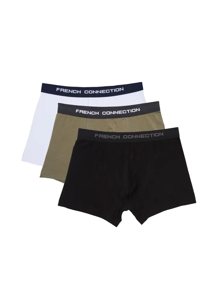 French Connection 3 Pack French Connection Boxers WhiteOlive GreenBlack Man Underwear and Socks French Connection 3 Pack French Connection Boxers WhiteOlive GreenBlack Man Underwear and Socks