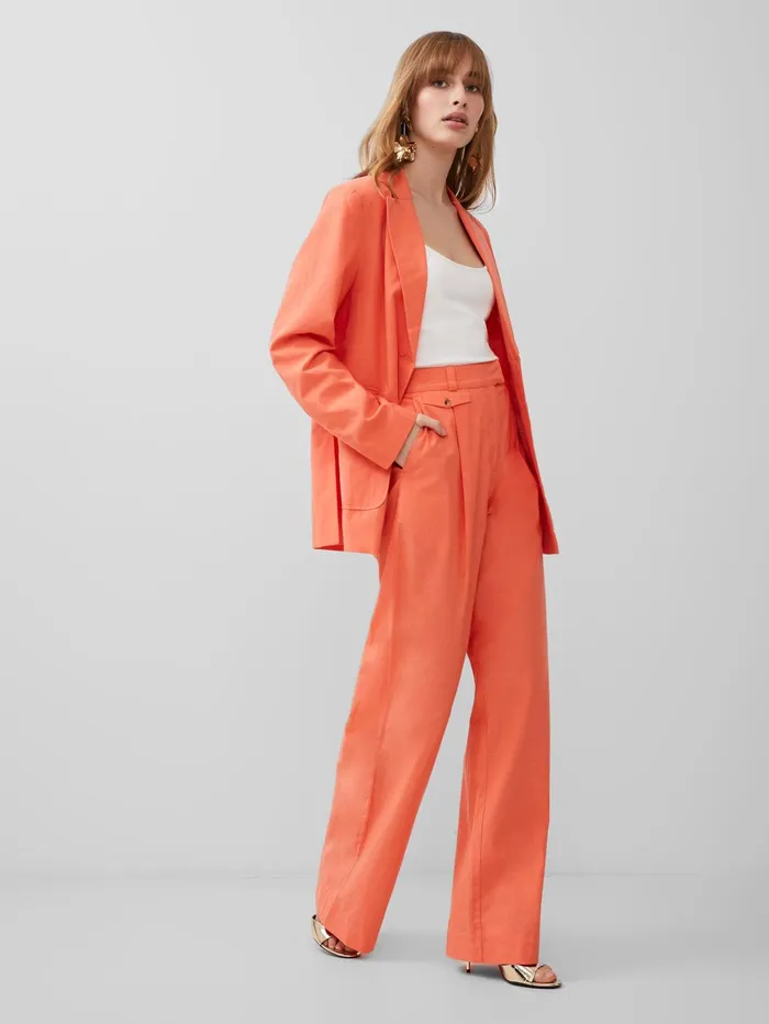 French Connection Alania City Trousers Coral Woman Coords
