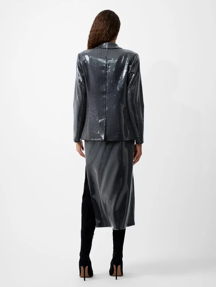 French Connection Amy Sequin Blazer Gunmetal Woman Coats and Jackets