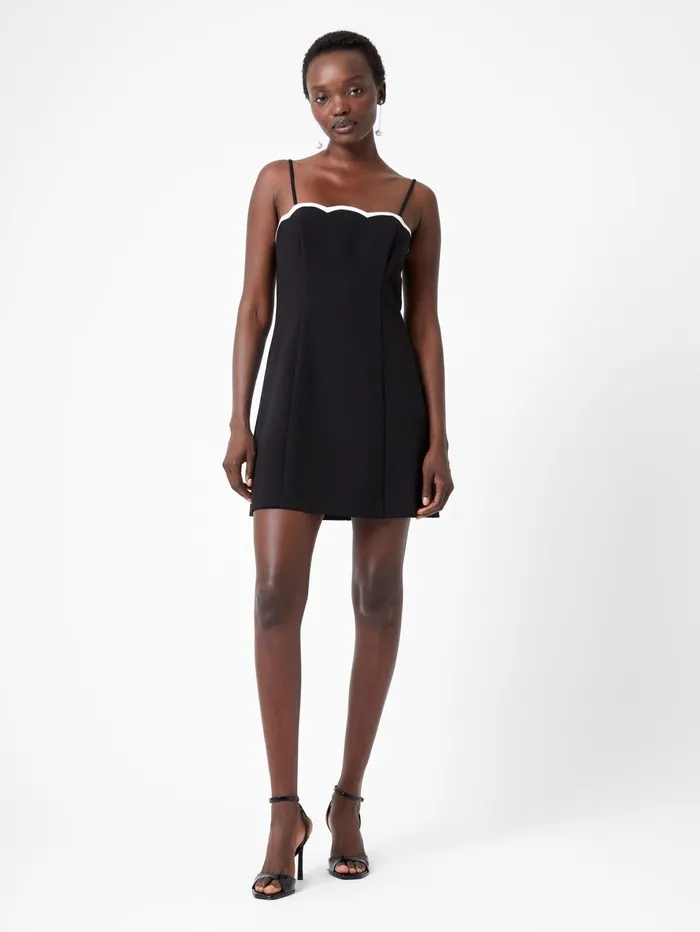 French Connection Azra Contrast Mini Dress BlackPorcelain Cream Woman Dresses