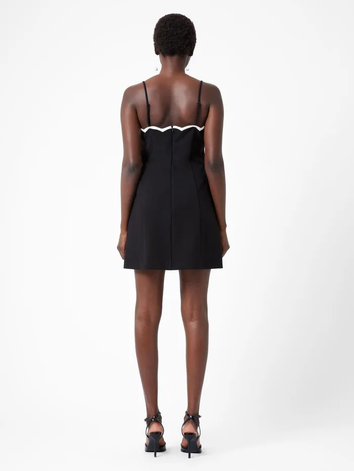 French Connection Azra Contrast Mini Dress BlackPorcelain Cream Woman Dresses