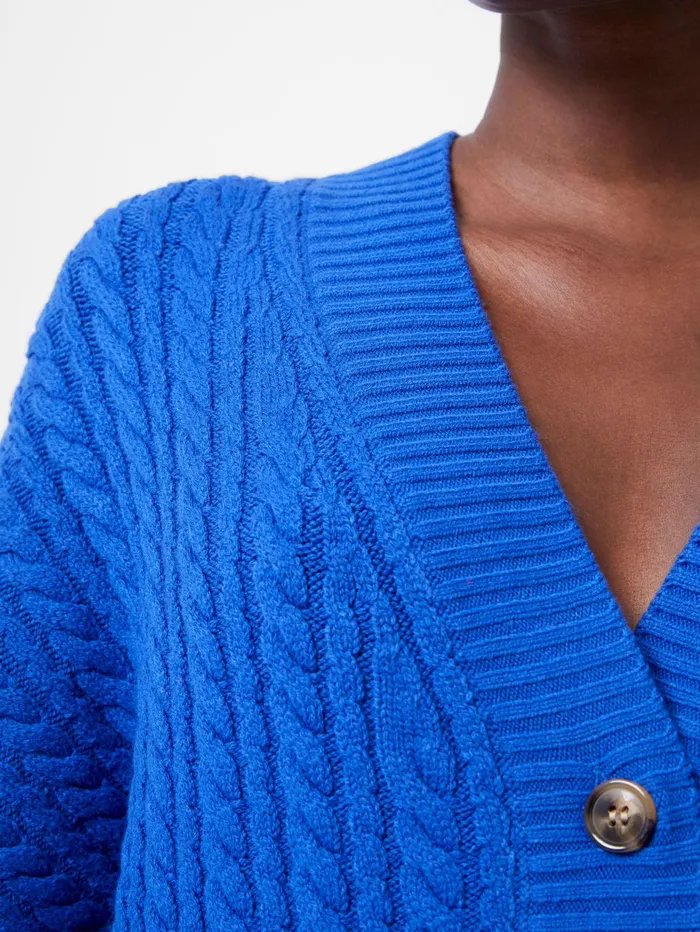 French Connection Babysoft Cable Knit Cardigan Cobalt Woman Jumpers and Cardigans