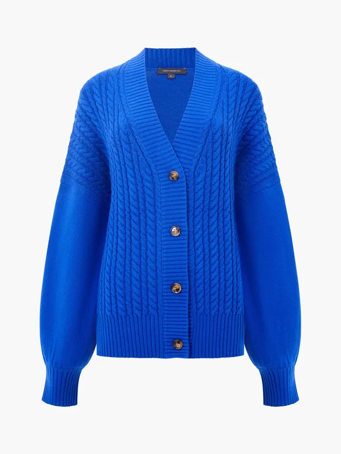 French Connection Babysoft Cable Knit Cardigan Cobalt Woman Jumpers and Cardigans