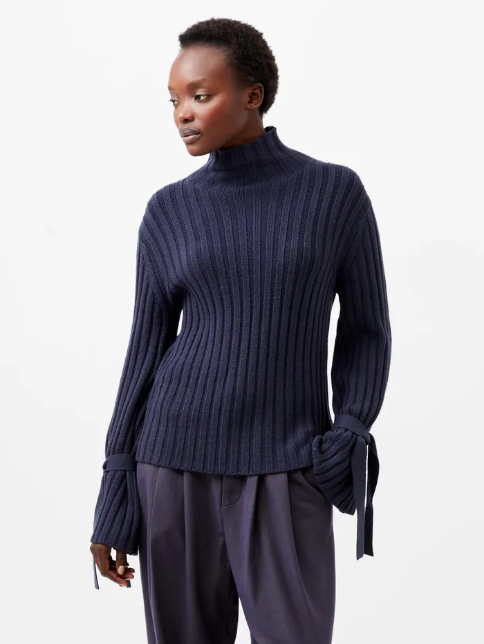 French Connection Babysoft Tie Sleeve Jumper Marine Woman Jumpers and Cardigans French Connection Babysoft Tie Sleeve Jumper Marine Woman Jumpers and Cardigans