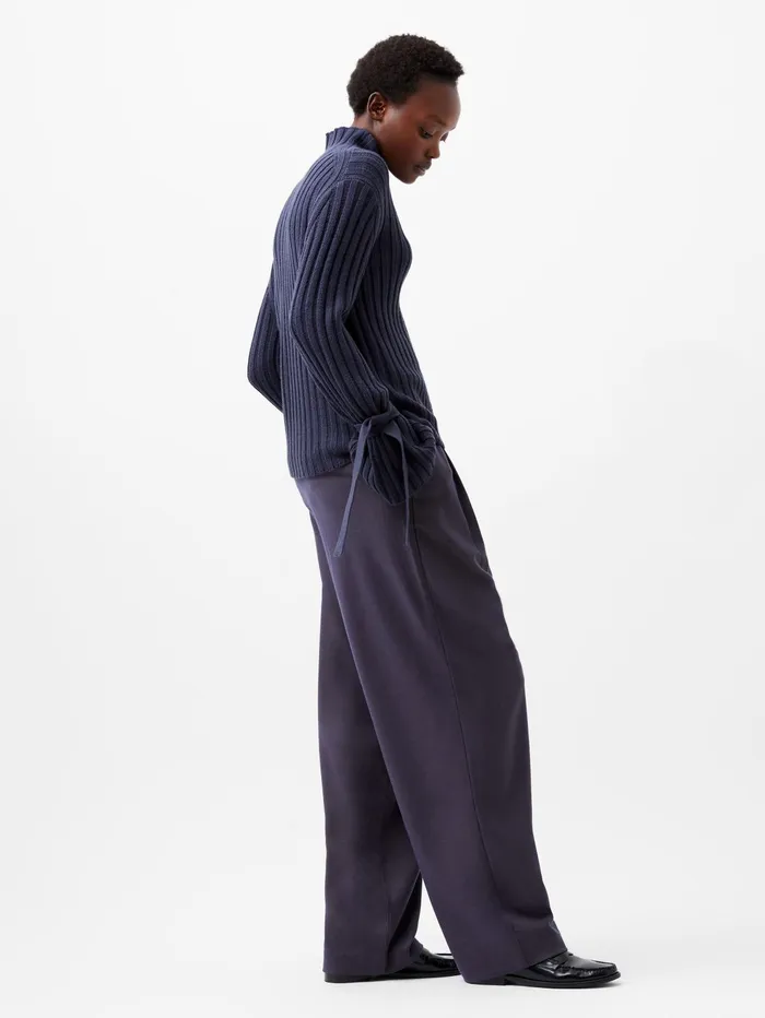 French Connection Babysoft Tie Sleeve Jumper Marine Woman Jumpers and Cardigans