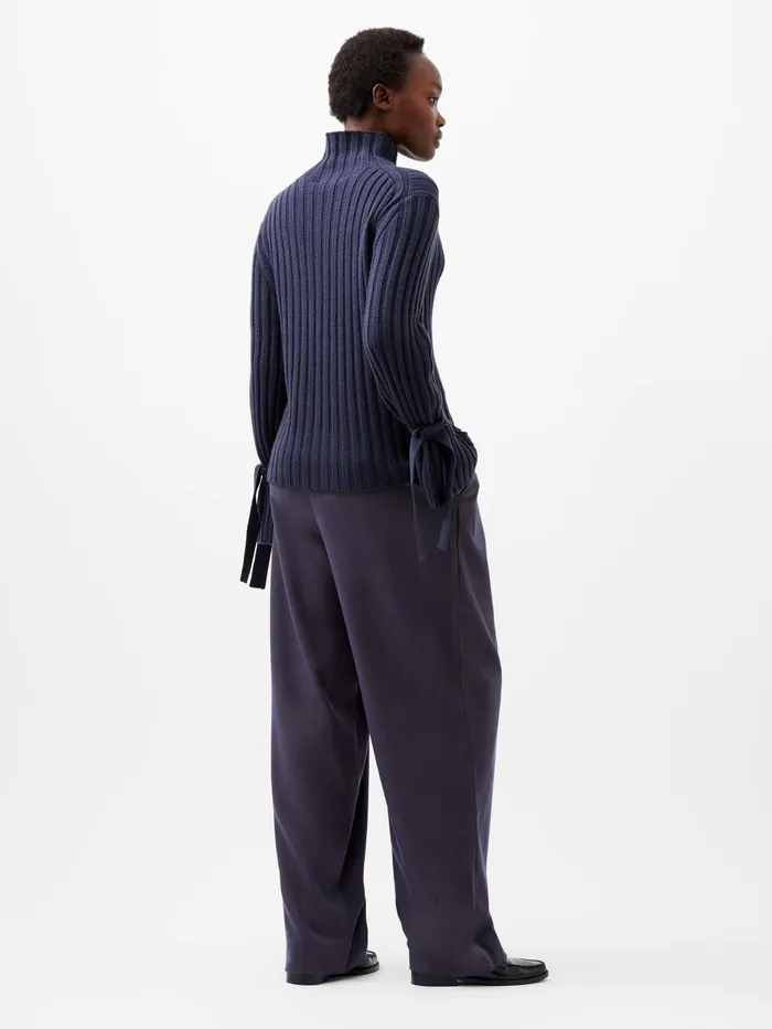 French Connection Babysoft Tie Sleeve Jumper Marine Woman Jumpers and Cardigans